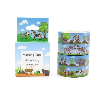 

Box Package Kawaii Funny Animals Washi Tape Excellent Quality Colorful Paper Masking Tape DIY Decorative Tapes 10m*15mm