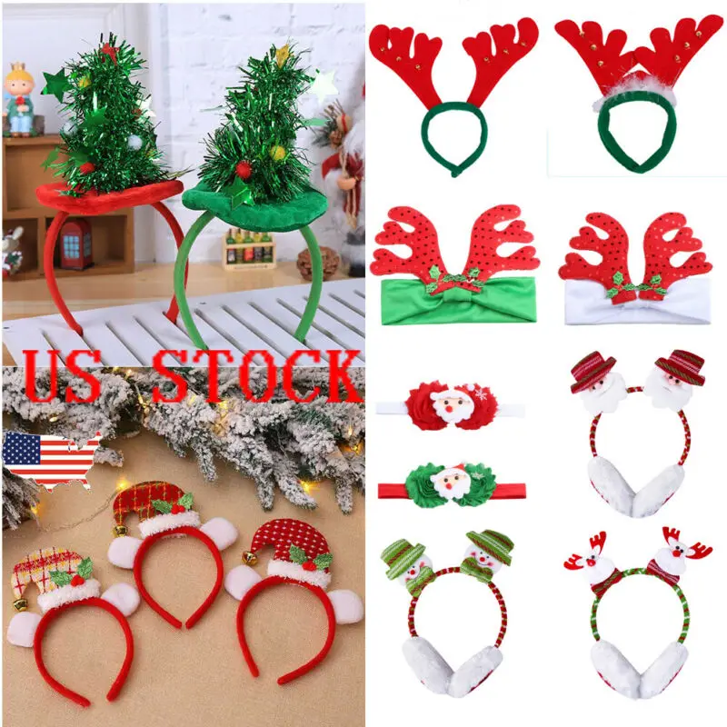 

Adult Kids Christmas Xmas Novelty Headband Hat Costume Hair Clip Reindeer Santa Hairbands