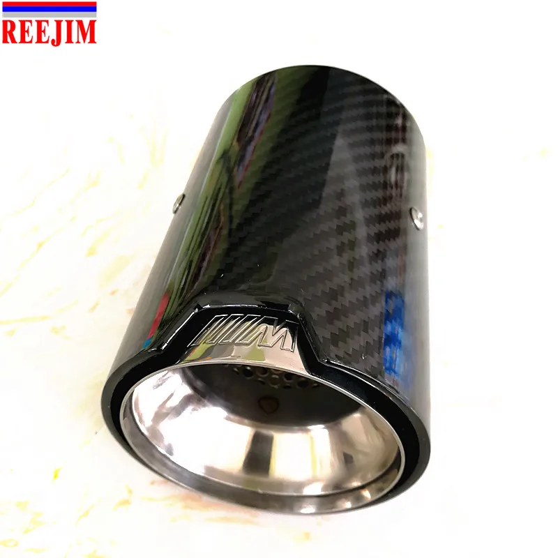 1x Real Carbon Fiber Exhaust Tip 64mm For BMW M2 M3 M4 M5 M6 X5M X6M with M Logo