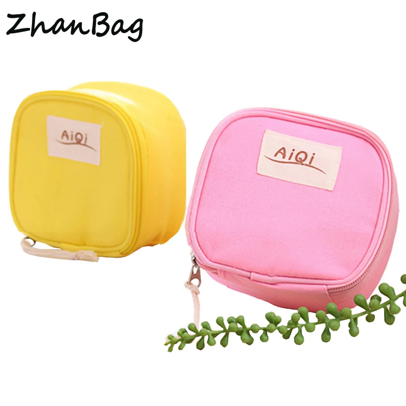 

Candy-colored Cotton Mini Square Cosmetic Bag, Cute Portable Sanitary Napkin Pocket Bathroom Woman Travel Essential Goods Z-33