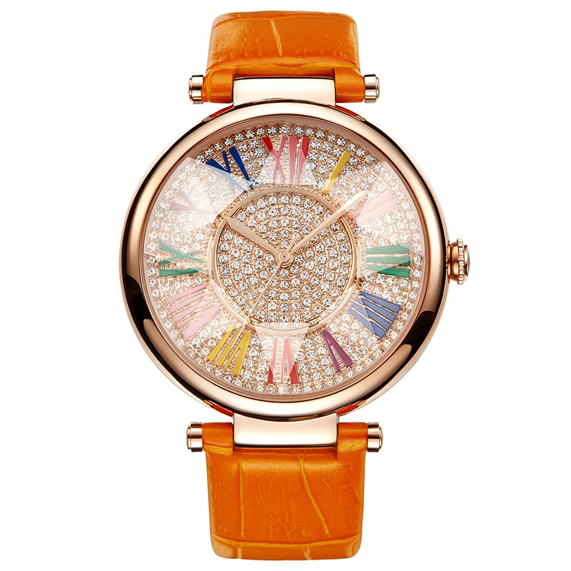 

New Female Watch Woman Quartz Watch Lady Colorful Scale Waterproof Table Top Brand Rose Gold Clock Cut Crystal Lens Reloj Mujer