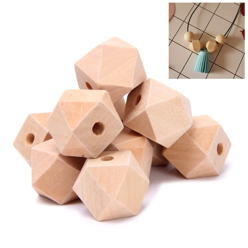 

2017 10pcs Wooden Geometric Natural Unfinished Beads For Jewelry Necklace Making 10mm SEP8_20