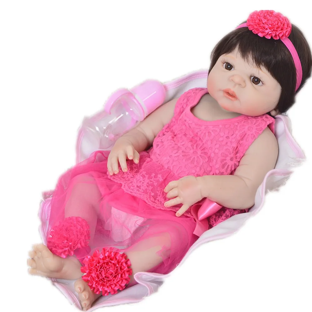 

NPK Real 57CM FUll SIlicone Reborn Baby Girl Doll Bath Toys Soft Vinyl Lifelike Newborn Princess Babies Doll Reborn Bebe Menina