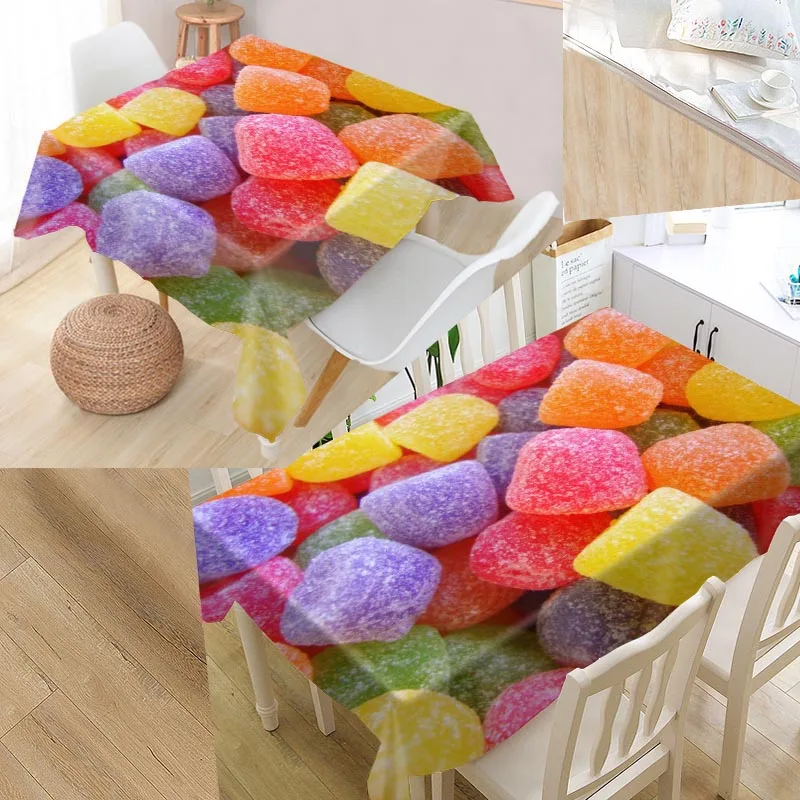

New Arrival Custom candy Table Cloth Waterproof Oxford Fabric Rectangular Tablecloth Home Party Tablecloth