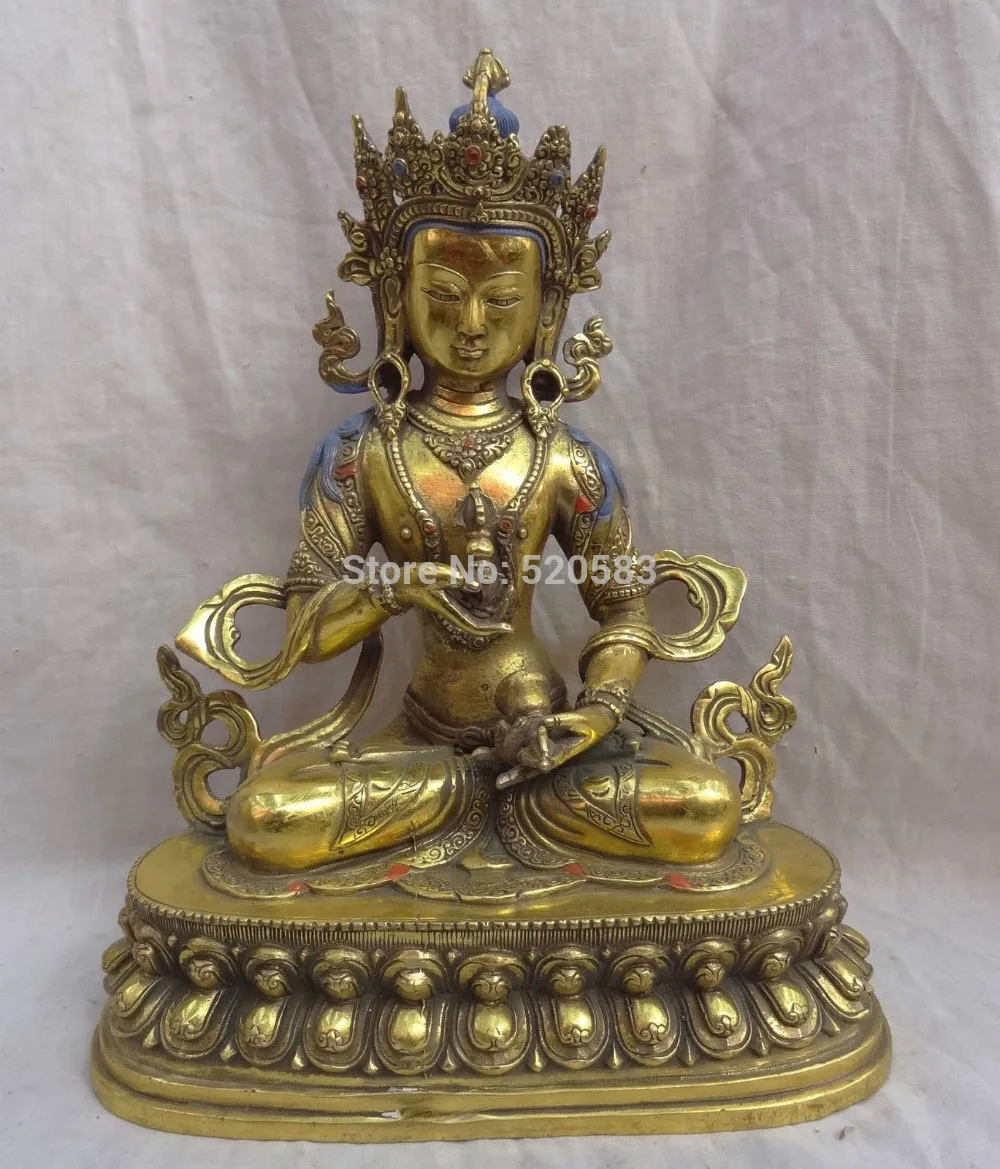 

free 12" Tibet Bronze Gilt Buddhism Vajrasattva Vajra Vajradhara Buddha Statue fast