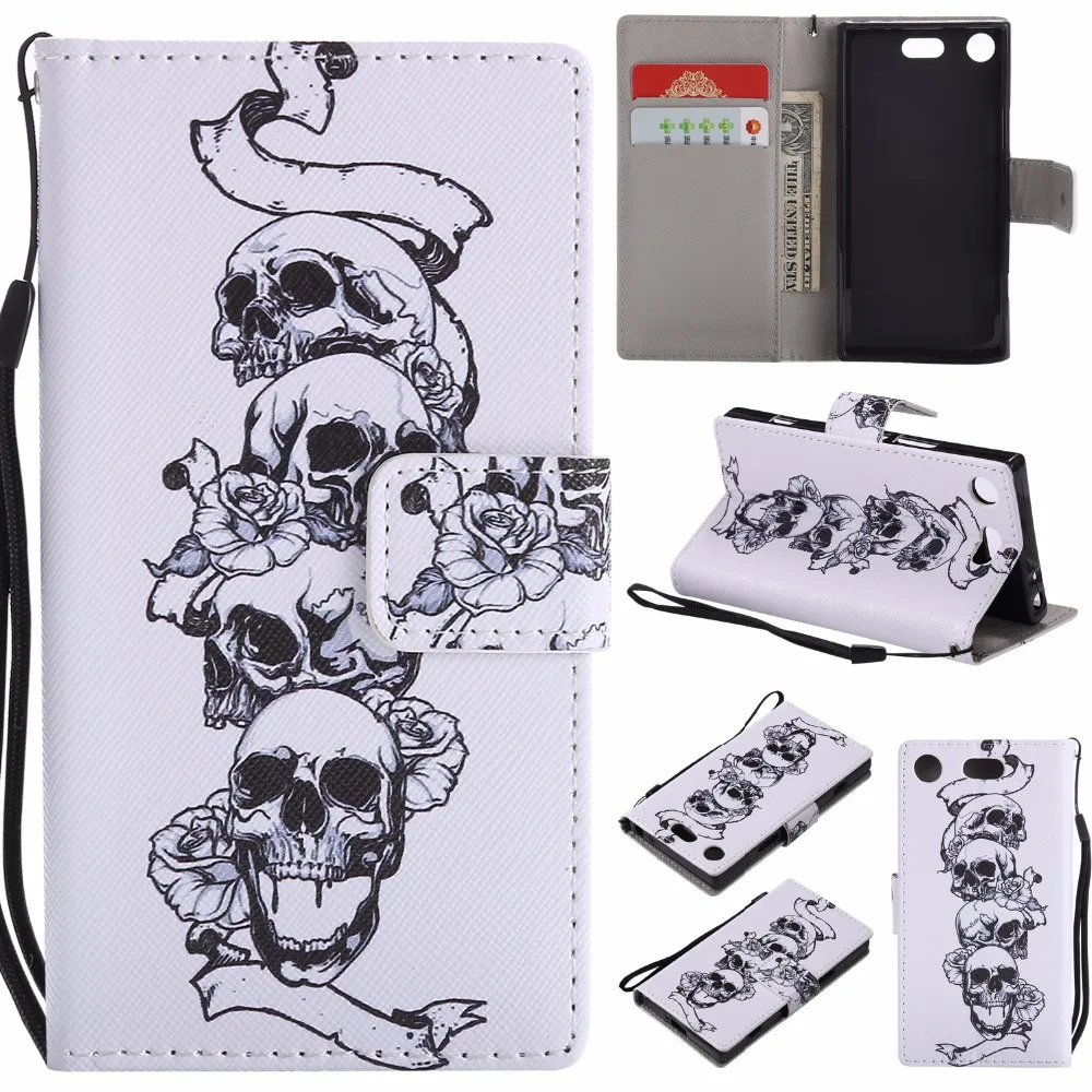 ملون لسوني اريكسون XZ2 المدمجة XZ2 حالة بو الجلود خزانة فليب غطاء Patterne كابا لسوني XZ1 المدمجة XZ1 الهاتف الحالات