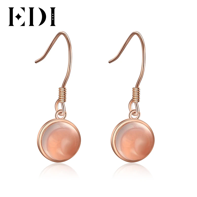 EDI Simple Rose Quartz Round Drop Earrings 925 Sterling Silver Party Ball Dangle Earring For Women Fine Jewellery GZE0071 EDI Simple Rose Quartz Round Drop Earrings 925 Sterling Silver Party Ball Dangle Earring For Women Fine Jewellery GZE0071