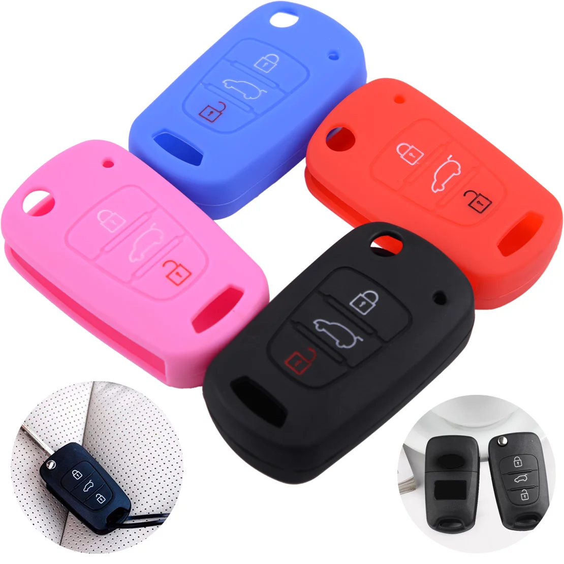 

DWCX New Car 3 Buttons Flip Remote Key Cover Fob Shell Holder for Hyundai i20 i30 IX35 Elantra Accent KIA Sportage Soul Optima