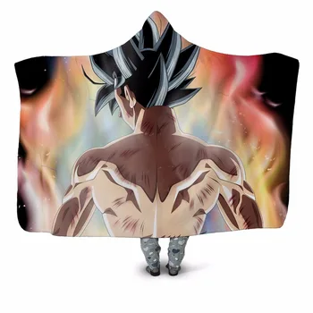 

Dragon Ball Anime Back 3D Printed Plush Hooded Blanket for Adults Child Warm Wearable Fleece Throw Blanket Home Office Washable