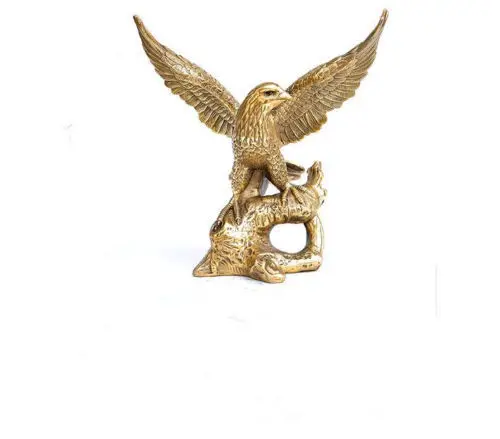 

China FengShui Sculpture Bronze Copper Eagle Hawk Tercel Expanded Winged Statue