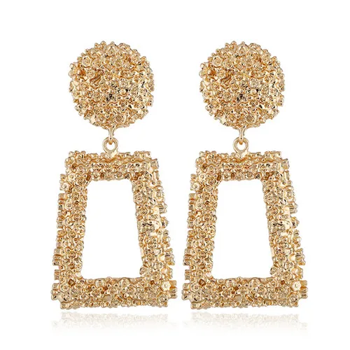 ED223Gold Olaru большие Винтажные серьги для женщин золотого цвета геометрические массивные серьги металлические серьги Висячие модные ювелирные изделия трендовые Новые - Окраска металла: ED223Gold