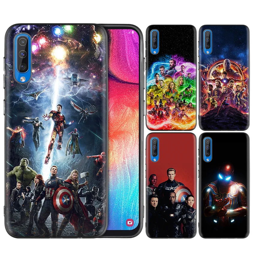 

Black Dark Silicone Case for Samsung Galaxy A50 A30 A10 M30 Cases Cover Shell Coque Avengers Infinity War