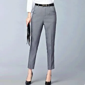 

2018 Women Fashion Casual Capris Spring Pants High Waist Slim Pencil Pants Large Size Solid Color OL pants