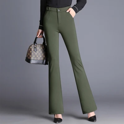 Весна лето размера плюс S-5XL Женские брюки с высокой талией меньше расклешенные брюки европейский стиль эластичные женские Капри - Цвет: Army Green