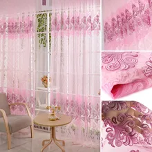 Vogue Window Floral Print Voile Curtain Sheer Panel Room Drape Scarf Curtain casual poppy print voile scarf