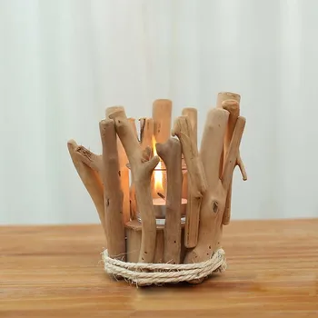 

1PCS Wooden Candlestick Wedding Decoration Creative Gifts Household Tealight Candle Holder Figurines&Miniatures Crafts Ornament