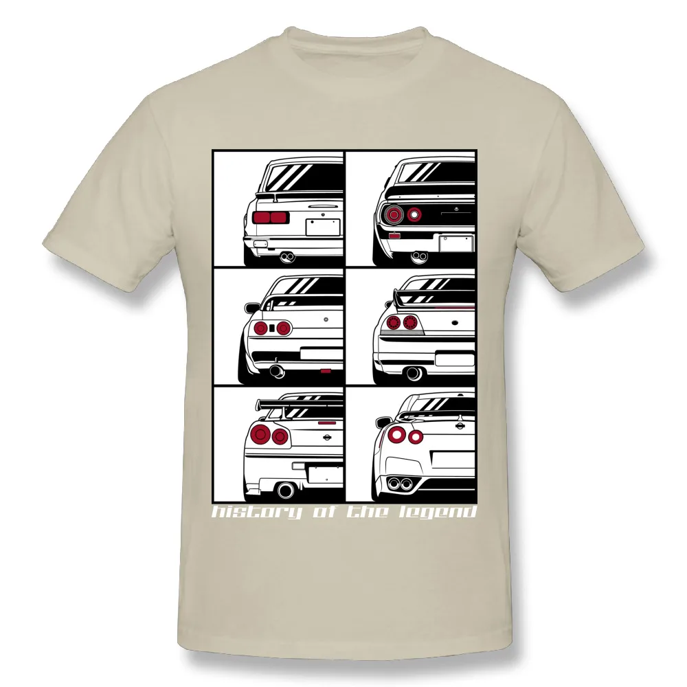 Новинка, Мужская футболка с графическим принтом Skyline, хлопковые футболки с круглым вырезом для отдыха GTR Car - Цвет: Бежевый