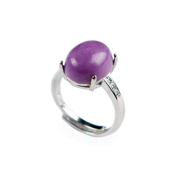 

Genuine Purple Phosphosiderite Natural Stone Rings For Women Adjustable Size Fine Jewelry Silver Ring 12*10*4mm