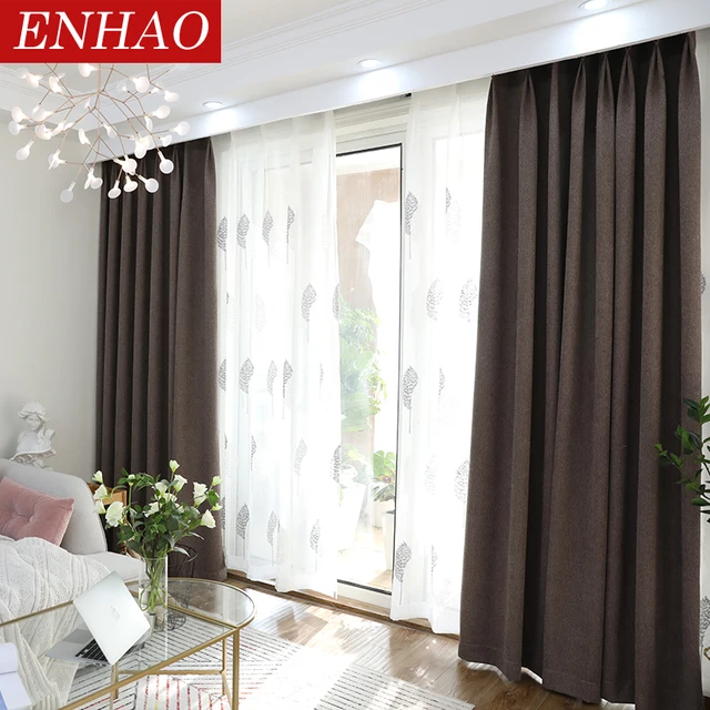 Best Offers ENHAO Modern Blackout Curtains for Living Room Bedroom Simplicity Solid Cloth Window Blackout Curtains for Window Drapes Blinds Best Offers ENHAO Modern Blackout Curtains for Living Room Bedroom Simplicity Solid Cloth Window Blackout Curtains for Window Drapes Blinds