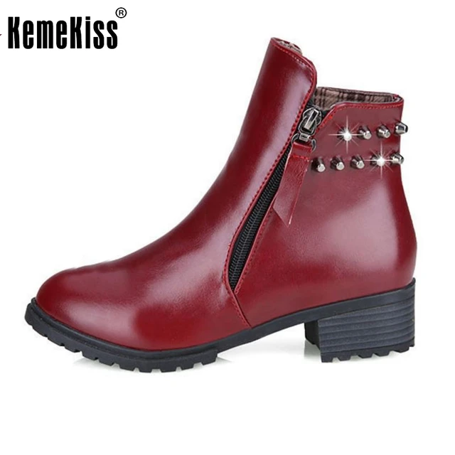 Women's Fashion Zipper Rivet Low Heel Winter Ankle Boots Women's Fashion Zipper Rivet Low Heel Winter Ankle Boots