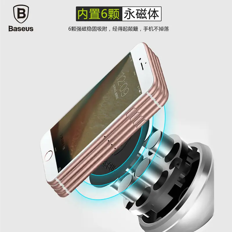 Цена Baseus Универсальный Автомобильный магнитный держатель для мобильного телефона с 360 регулируемым gps магнитным кронштейном для iPhone samsung HUAWEI LG htc