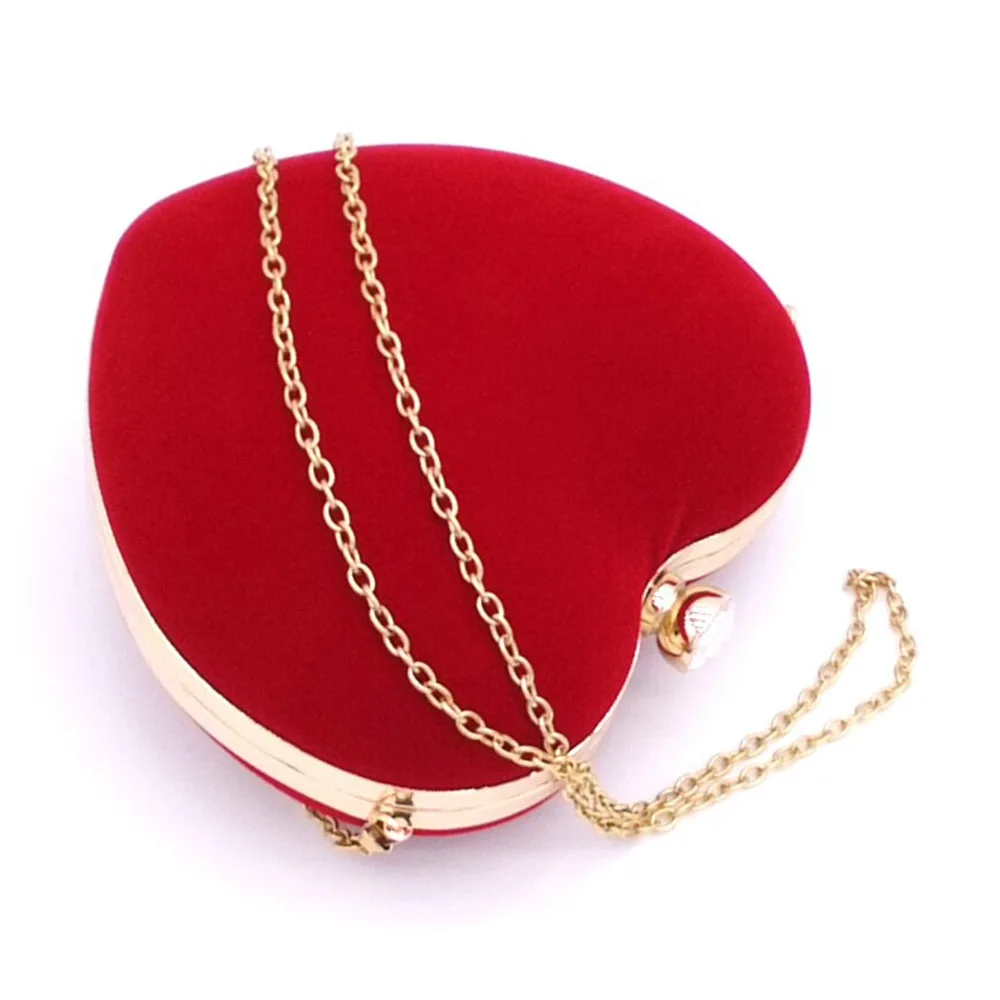 

Heart Shaped Diamonds Women Evening Bags Chain Shoulder Purse Day Clutches Evening Bags For Party Wedding