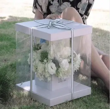 

Clear Square PVC Transparent Hand Flower Box Packaging Bouquet Gift Boxes for Wedding Favor Birthday Party Valentine's Day