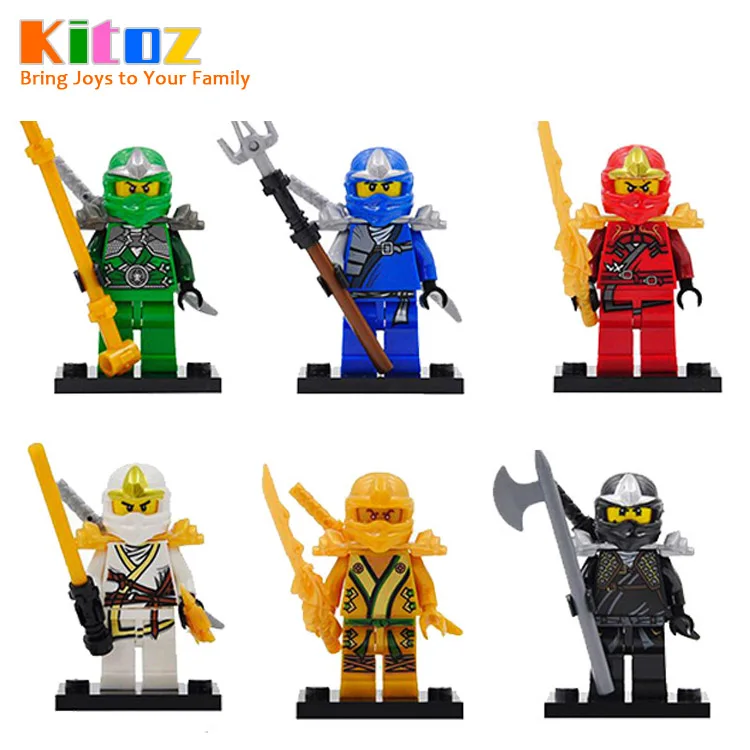 

Kitoz Red Green Ninja ZX Cole Jay Kai Zane Lloyd Gold Ninjago Figure with Armor and Katana Sword Building Block Toy Decool