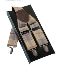 Брошь из натуральной кожи мужские подтяжки брюки в западном стиле эластичные спагетти ремень клип проверить стиль