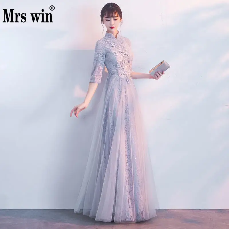 2019 г. Mrs Win Highneck A Line короткий рукав крылышко винтажный Элегантные Вечерние Платья