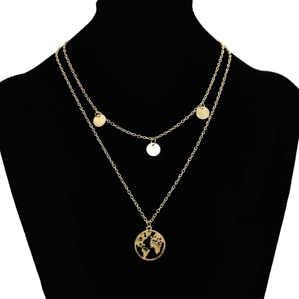 Multilayers Bijoux Femme Collier Gold Sequins Statement Bib Chokers Necklaces Women Choker Clavicle Necklace Boho Jewelry Kolye | Украшения