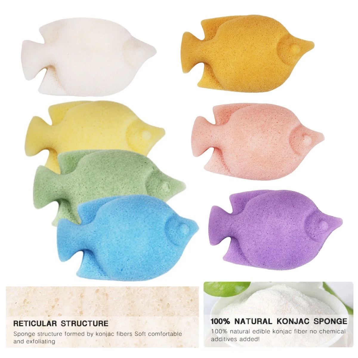 

Face Body Cleaning Natural Konjac Sponge 100% Konjac Fiber Fish Shape Cosmetic Puff Soft Facial Skin Care Tool Bathroom Supplies