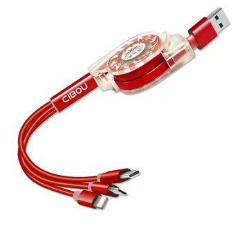 

Multifunctional Fast Data Cable Scalable Charging Cable One Drag Three Micro USB 8P Android Type-C Charging Cable Phone Adapter