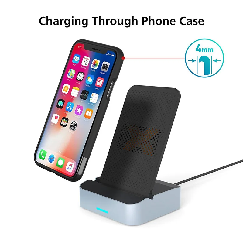 

QI Fast Charge Wireless Charger For Iphone X Iphone 8 Samsung S8 S9 Charger Pad QC 2.0 Quick Charge Wireless Charge Stand