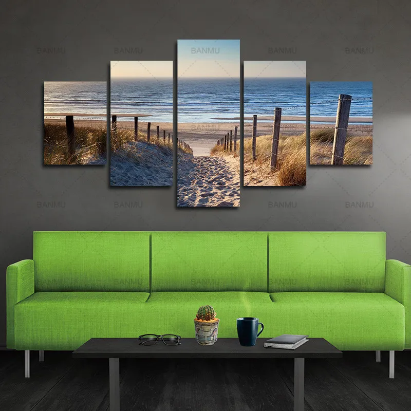 Canvas Prints Wall Art decor home Beach Ready to Hang 5 Panels Beach Canvas  Print Photo Canvas Art for Home decoration - AliExpress