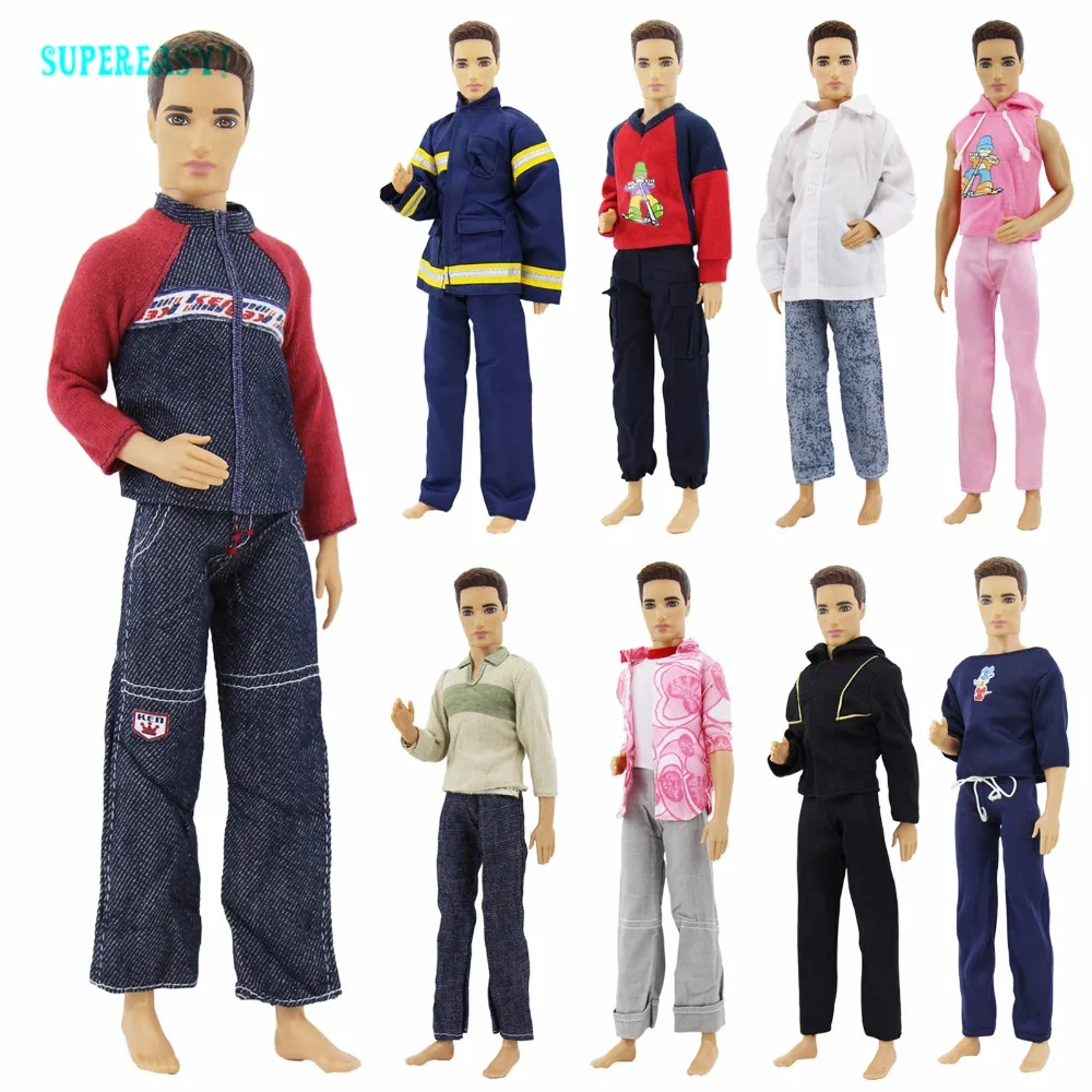 

Random 3 Sets Outfit Fashion Men Suits Costume Casual Wear Shirt Trousers Pants Clothes For Barbie Friend Ken Doll Accessories