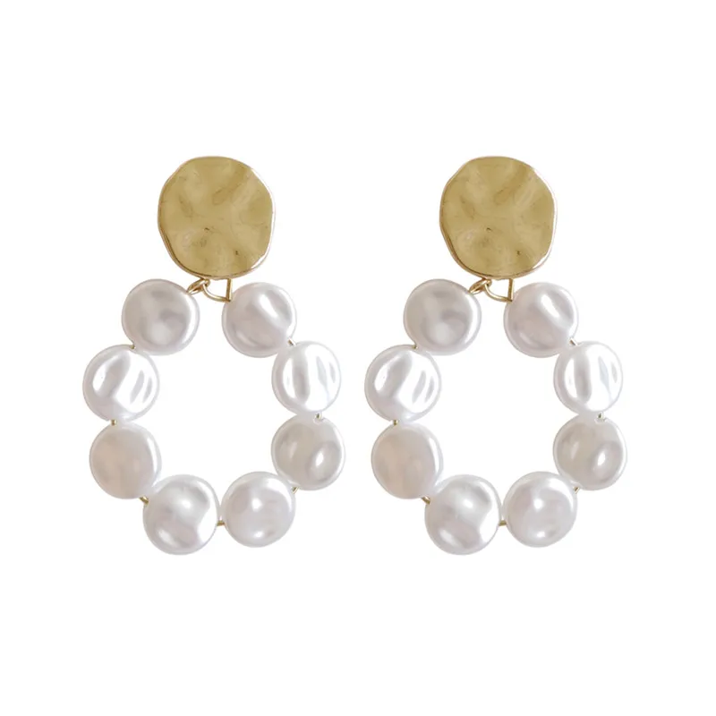 Модные женские серьги с искусственным жемчугом, круглые серьги-гвоздики для женщин, пирсинг, плоские жемчужные цветочные серьги ювелирные изделия, аксессуары