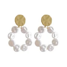 Модные женские серьги с искусственным жемчугом, круглые серьги-гвоздики для женщин, пирсинг, плоские жемчужные цветочные серьги ювелирные изделия, аксессуары