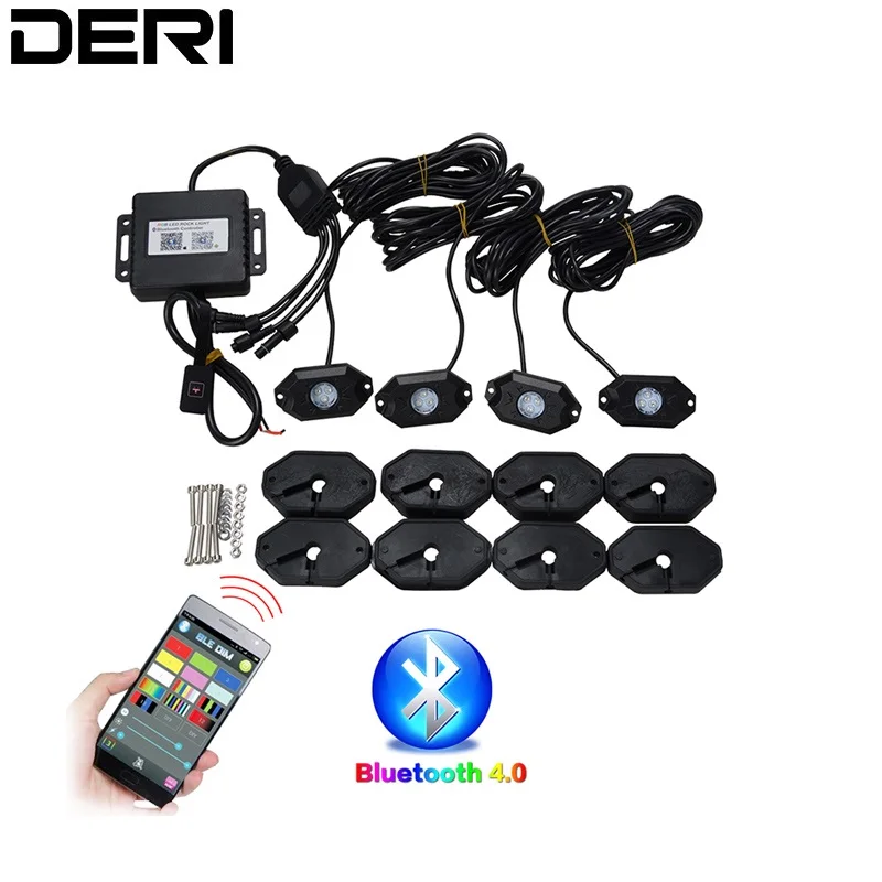 

4pcs Set RGB LED Rock Light With Cree Chips Under Car Led Light Bluetooth For Automobile Offroad ATV SUV 4WD car styling