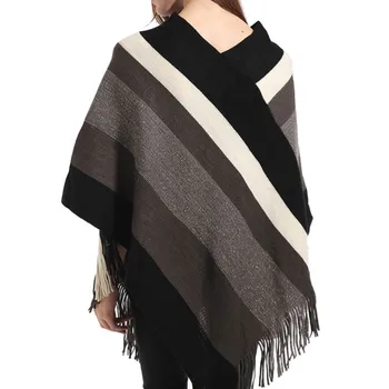 

2017 New Fashion Women' Knit Batwing Top Bohemia With Hood Cape Cardigan Tassels Coat Sweater Outwear