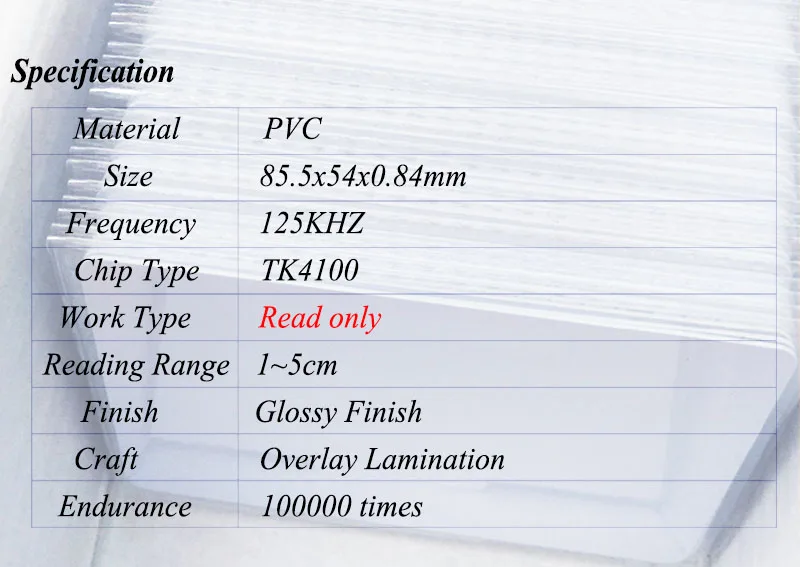 100 шт./лот RFID 125 кГц EM 4100 TK4100 реакции ID карты ПВХ Пластик 125 кГц RFID карты доступа Управление посещаемость времени