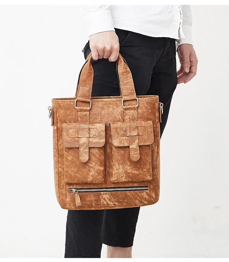 29x31 см матовая кожа натуральная кожа Для мужчин мешок Повседневное Ретро мода ультра-легкая сумочка Портфели сумка-мессенджер сумка A4624