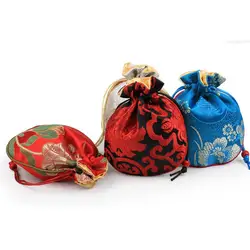15,5*12,5 см высокое качество вышивка сумки из шелкового шнурка парча ювелирные сумки вечерние сувениры маленький ювелирный держатель