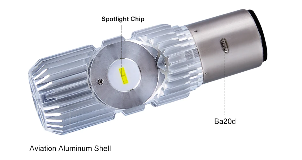 Foxcncar Ba20d H6 moto LED motorcycle Headlight bulb Fanless No noise 20W 1500LM 12V 9-32V 24V HiLo Lamp DRL Lights Moped ATV  (5)