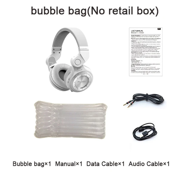 Bluedio T2+ Bluetooth Наушники Накладные наушники беспроводные складные наушники с микрофоном BT 5,0 FM радио SD карта гарнитура - Цвет: white bubble bag