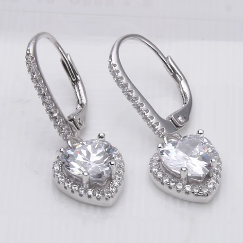 

Tuliper 925 Sterling Silver Heart Bridal Earrings Cubic Zircon Wedding Earrings For Party Jewelry Valentine's Gift