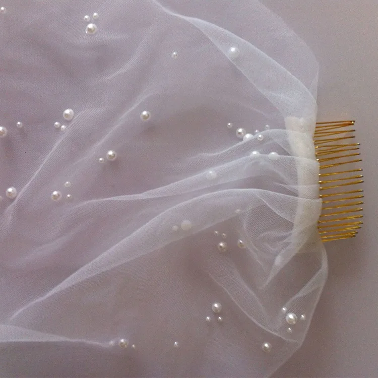 Винтажные Свадебные аксессуары блестящая вуаль покрытая лицо Жемчуг Короткие Свадебные вуали