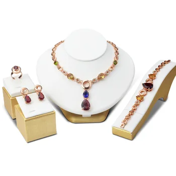 

african beads jewelry set gold necklace and earrings bridal jewelry sets for wedding Free Gift Box