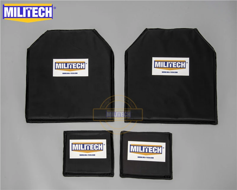 MILITECH Bulletproof Aramid Ballistic Panel Plate Inserts Body Armor Soft Armour NIJ Level IIIA 3A 11 x 14 STC& 6 x 6 Pairs Set