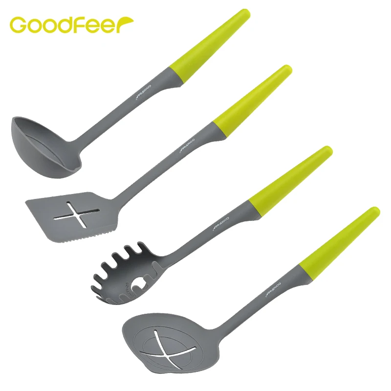 

Goodfeer 4pcs/set Nylon Cooking Tool Set Nonstick Slotted Turner Skimmer Ladle Spoon Spaghetti Server HeatResistant Kitchen Tool